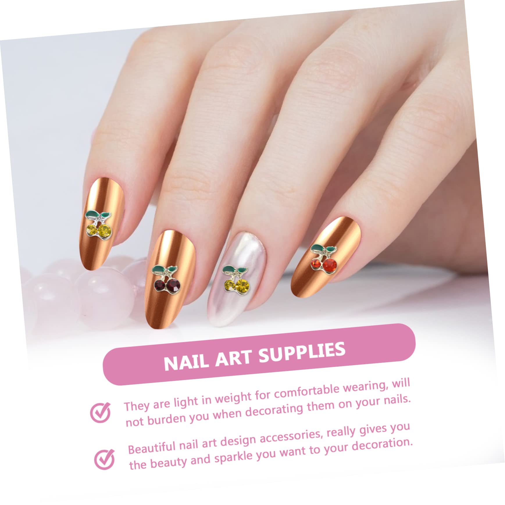120 Pz Accessori Per Nail Art Con Strass Ciondoli Per Unghie Luccica Gioielli Per Unghie Ciliegie Al Maraschino Ornamenti Glitterati Arte Delle Unghie Kawaii Lega Fascino Chiodo 3d