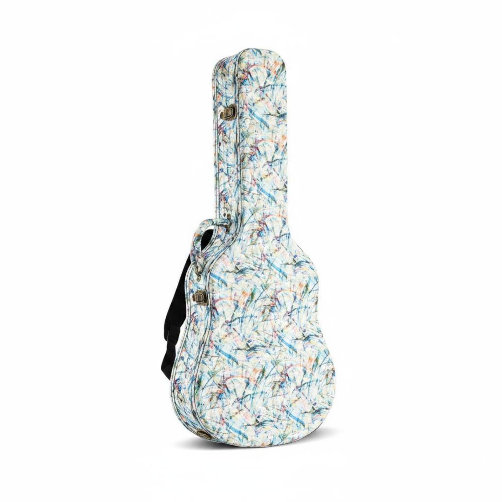 Baoblaze Custodia Rigida per Chitarra Classica da, Custodia Rigida Per Chitarra 40/41 Pollici, Motivo Astratto Colorato, Interno Verde, Con Spallacci