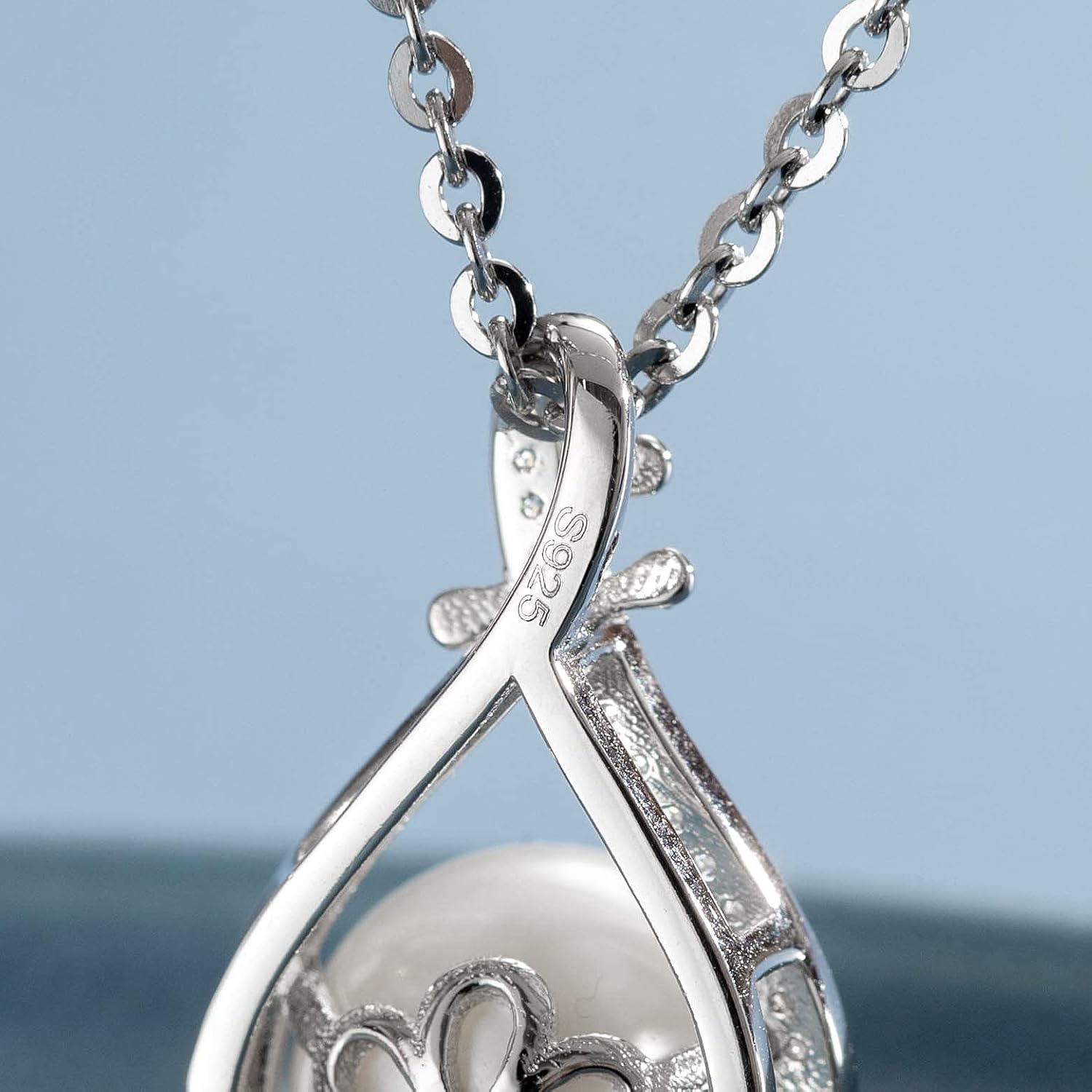 Miniatura 4 de FANCIME Pearl Jewelry Gifts June Birthstone Necklace 9-10mm Genuine Cultured Freshwater Pearl in Sterling Silver Infinity Pearl Necklace Fine