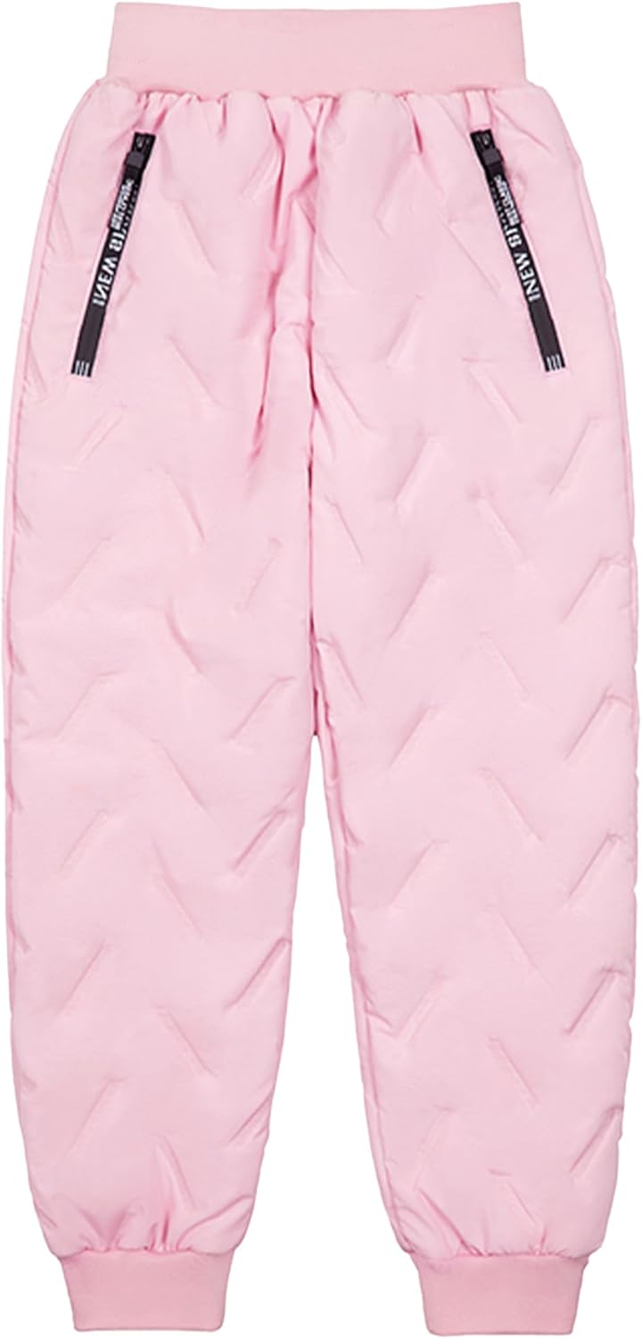 Happy Cherry Kids Winter Snow Pant with Lined Fleece Waterproof Puffer Down Pants Zip Pocket Warm Trousers - Image 3