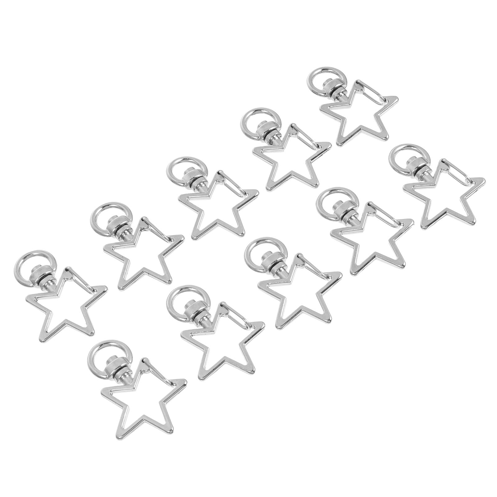 Gadpiparty 40 Pezzi Chiusure Portachiavi Forma di Stella in Lega Argento con Gancio Snap e Base Girevole 360° Facilitano Decorazione Borse e Artigianato