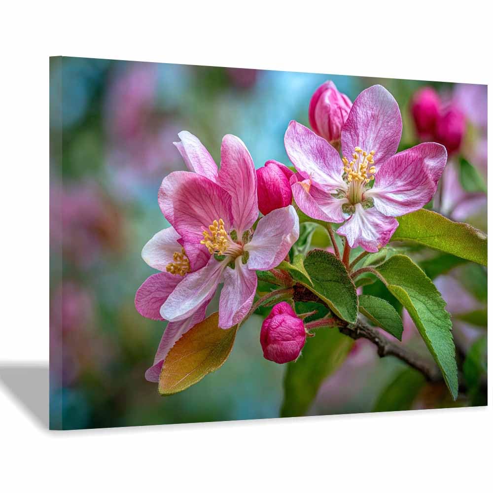ZAMAEIU Landscape Wall Art Branch-bursting flower Artwork for Walls, Canvas Prints Paintings Room Decor, for Bedroom Kitchen Office Fireplace Wall Decor(pink)-70x100cm Framed