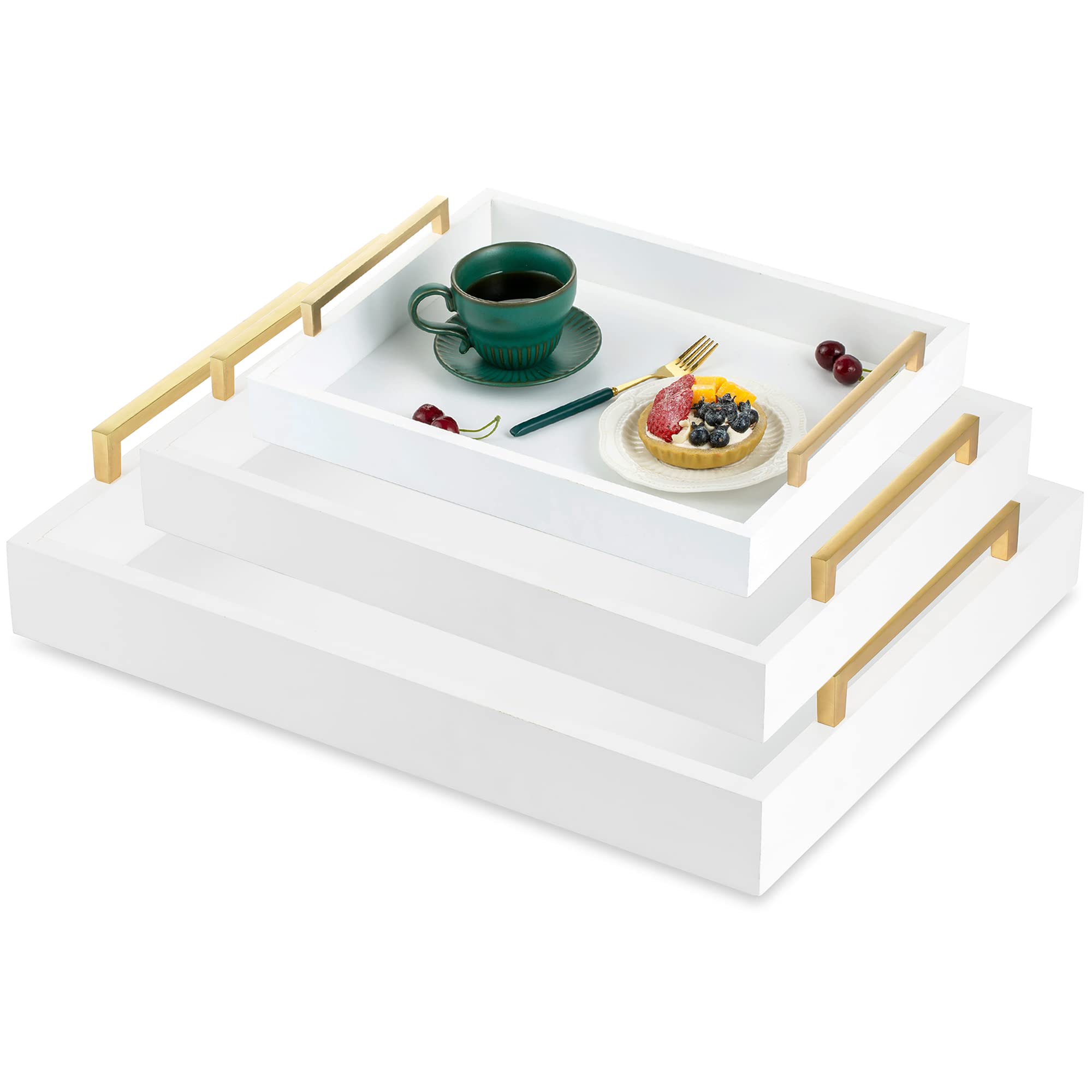 Buy Hanobe White Decorative Trays for Coffee Table MDF Large Ottoman