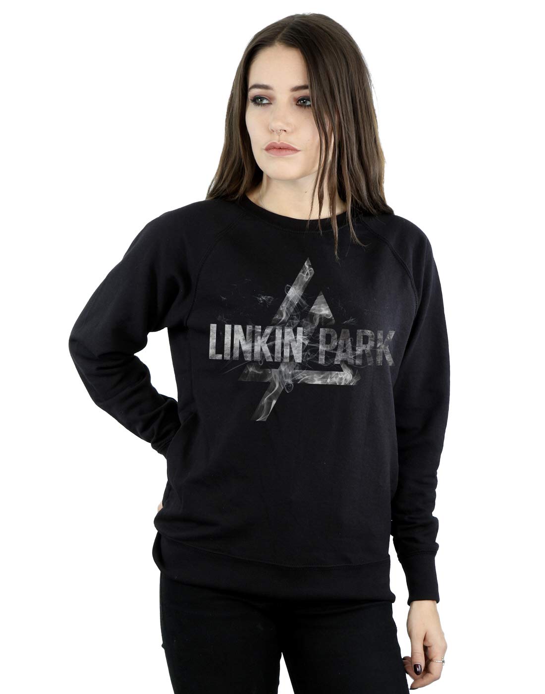Absolute Cult Women's Black Linkin Park Prism Smoke Sweatshirt Small
