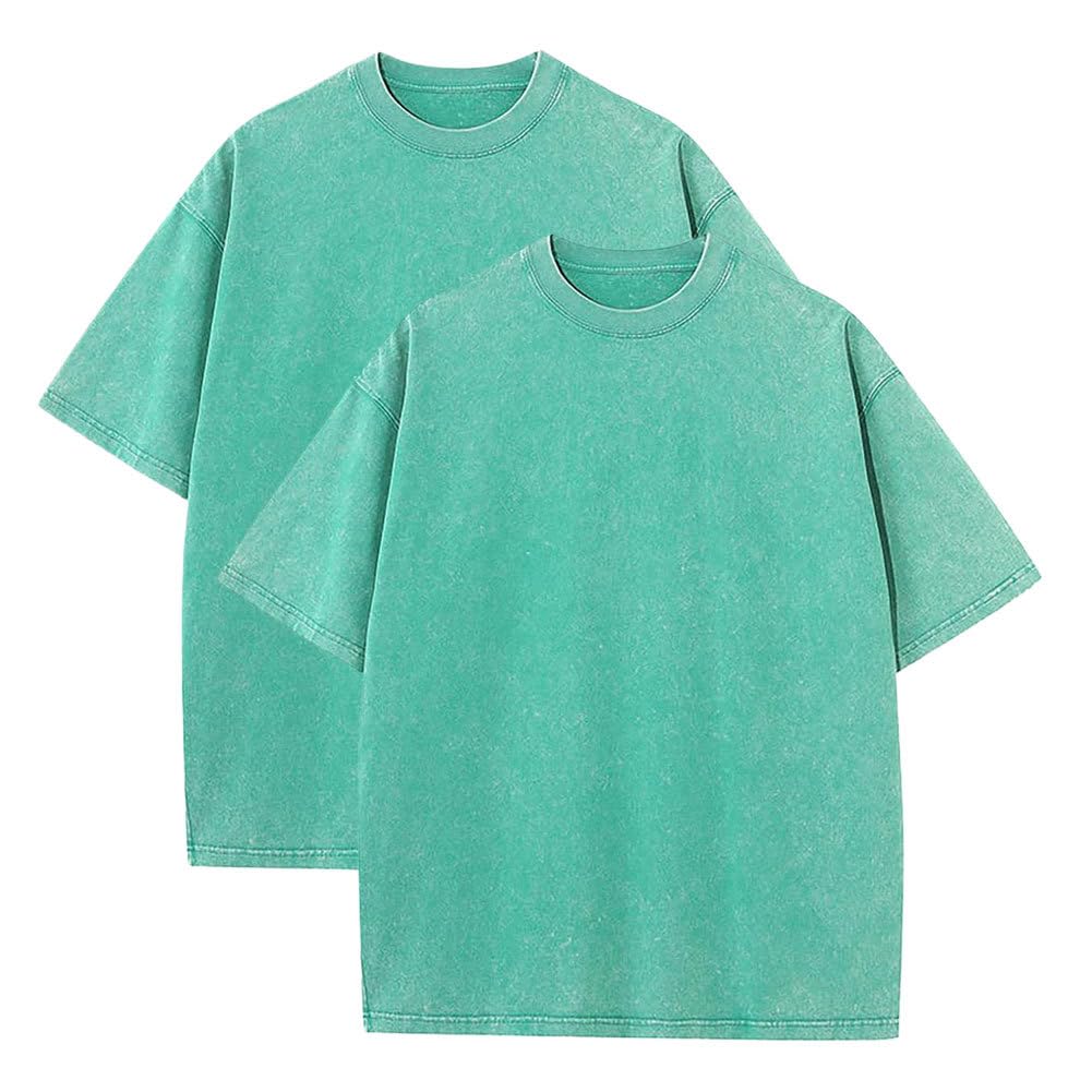 Botong Pump Covers T-Shirts Workout T Shirts for Men Oversized Gym Loose Fit Tshirt Vintage Heavyweight Tee 2pcs Green 5XL