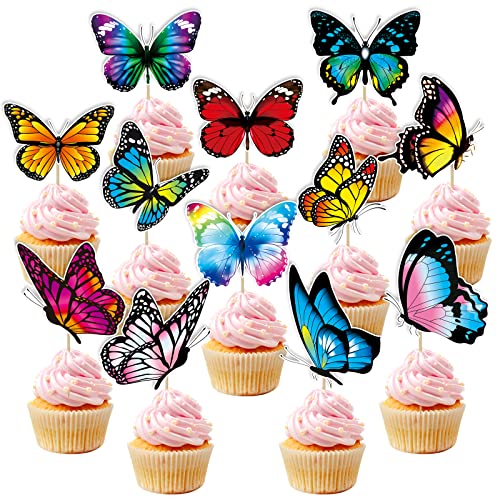 Sunny Seat A-BUTTERFLYCAKE48 Butterfly Cupcake Toppers 48 Pack Happy Birthday Cake Toppers Decor cover