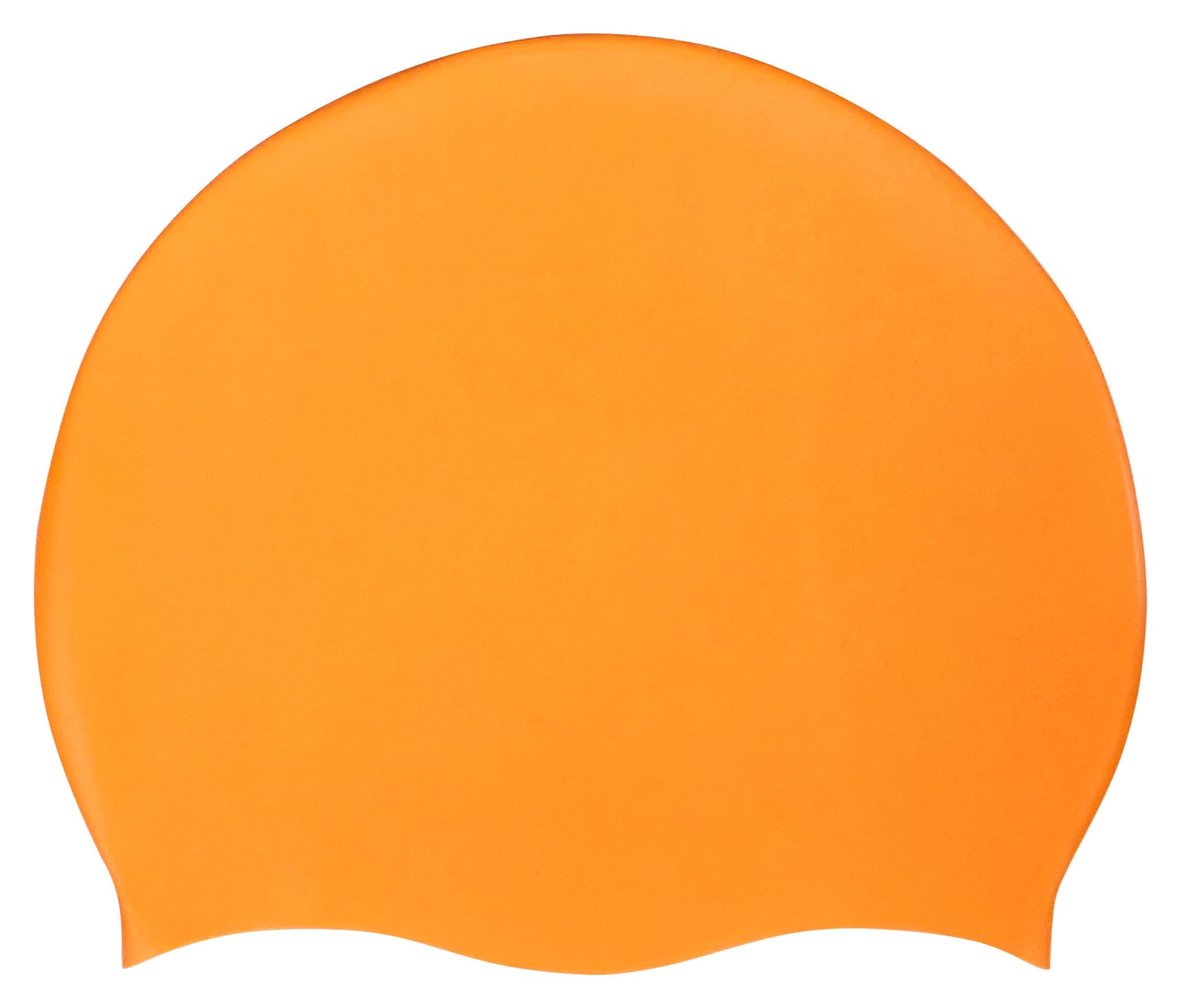 Blue Reef Stretchy Silicone Unisex Women Men One Piece Swimming Hat Swim Cap Plain Unbranded Fluo Dark Pastel Colours One Size Adults 8+ Years Easy Pull On Swim Hat (Neon Orange)