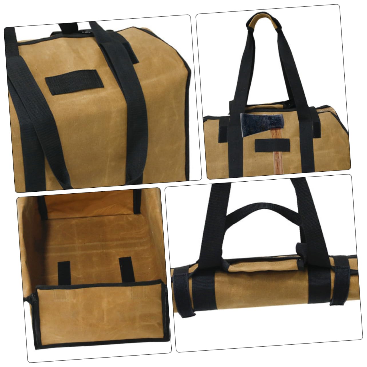 Zerodeko Borsa per Legna Resistente al Fuoco in Tela Maniglie e Cerniera, Borsa per Carbone e Legna da Ardere per Uso Esterno e Campeggio