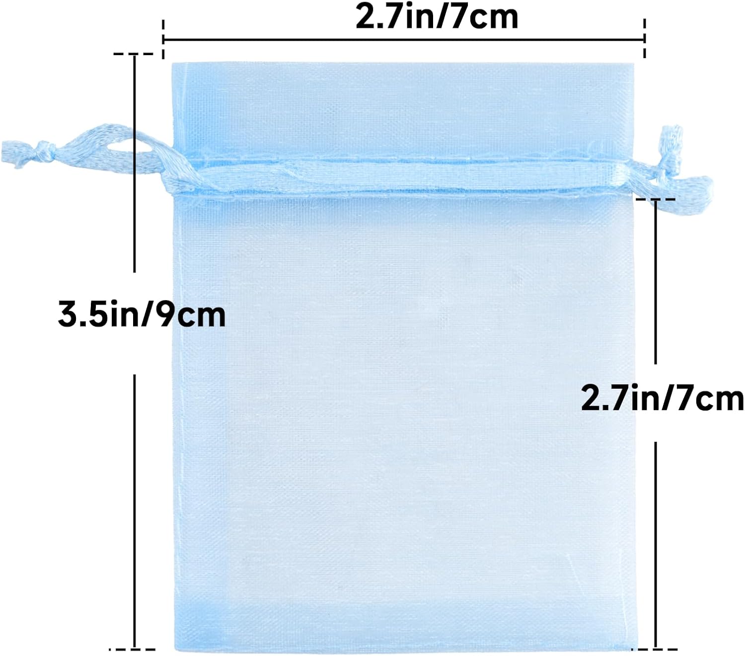 joycraft 50Pcs Organza Bags with Drawstring,2.7x3.5 In Blue Mesh Gift Bags image 2
