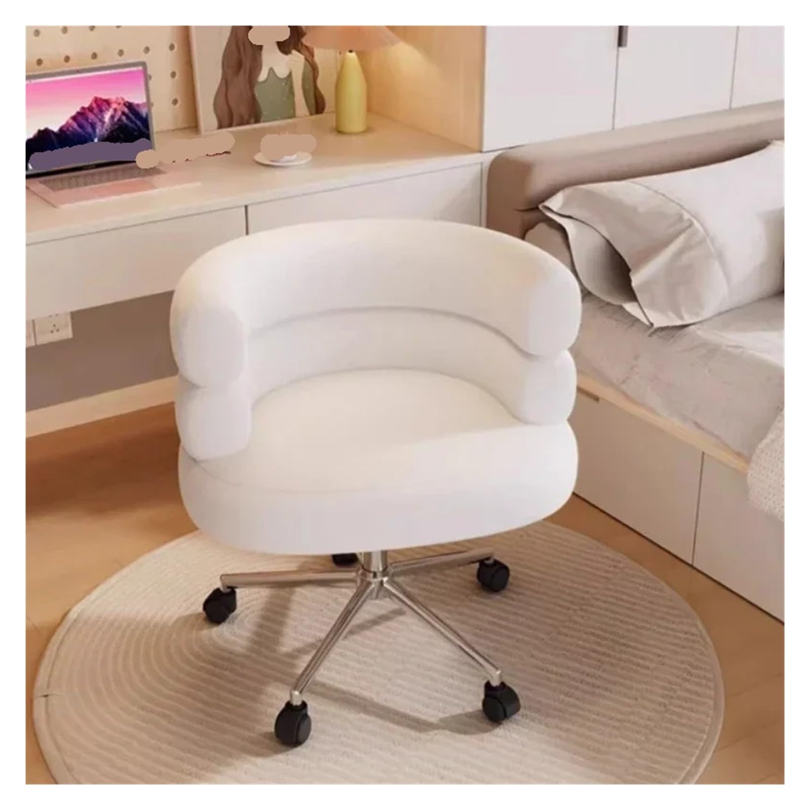 Sedia for computer da camera letto, sgabello toeletta for la casa, for ragazze, con schienale carino, for sollevare il trucco, sedia for tempo libero(B-pink)