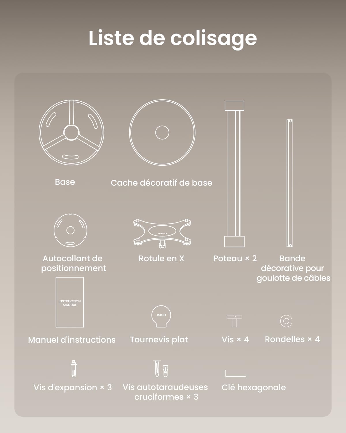 JMGO N3 Ultimate Support de Plafond Original pour Projecteur, X-Gimbal 360° Rotation, Gestion des Câbles Dissimulée, Aluminium Aéronautique, Fixation Sécurisée