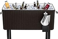 Vista 4 de EDOSTORY Carrito de hielera rodante de 80 cuartos de galón, carro enfriador para patio, bar de bebidas para fiestas en el patio trasero, con soporte