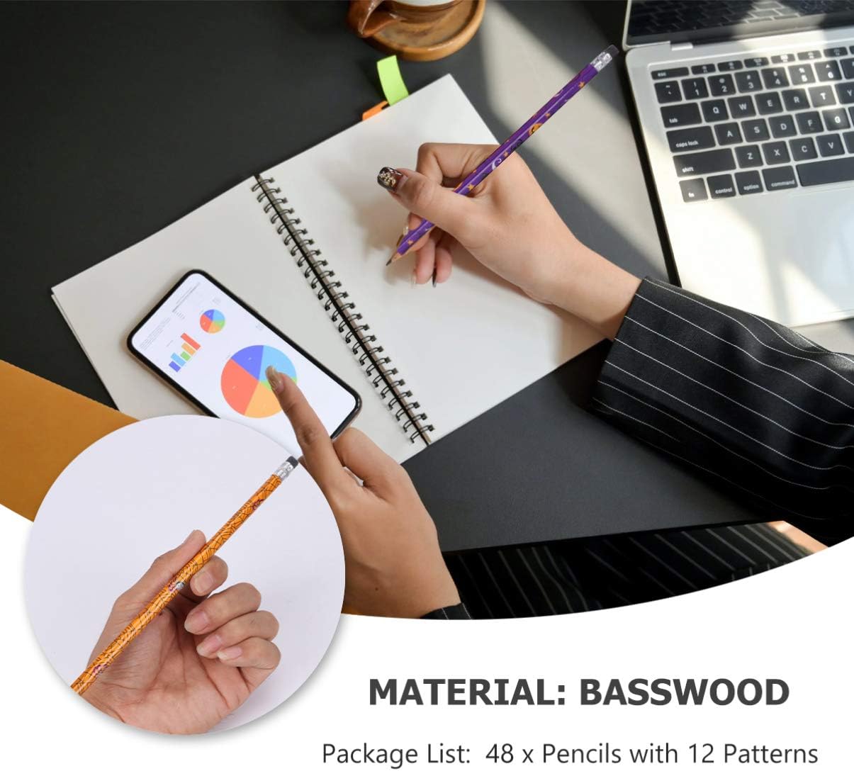 50pcs Halloween Pencils HB Pencils Wrinting Pencils Painting Drawing Pencils Stationary Rewards Halloween Party Favor Gift for Kids Children Random Color : Toys & Games