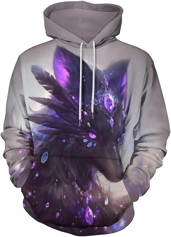 Mens Wolf Graphics Printed Long Sleeve Hooded Sweatshirts Hoodie