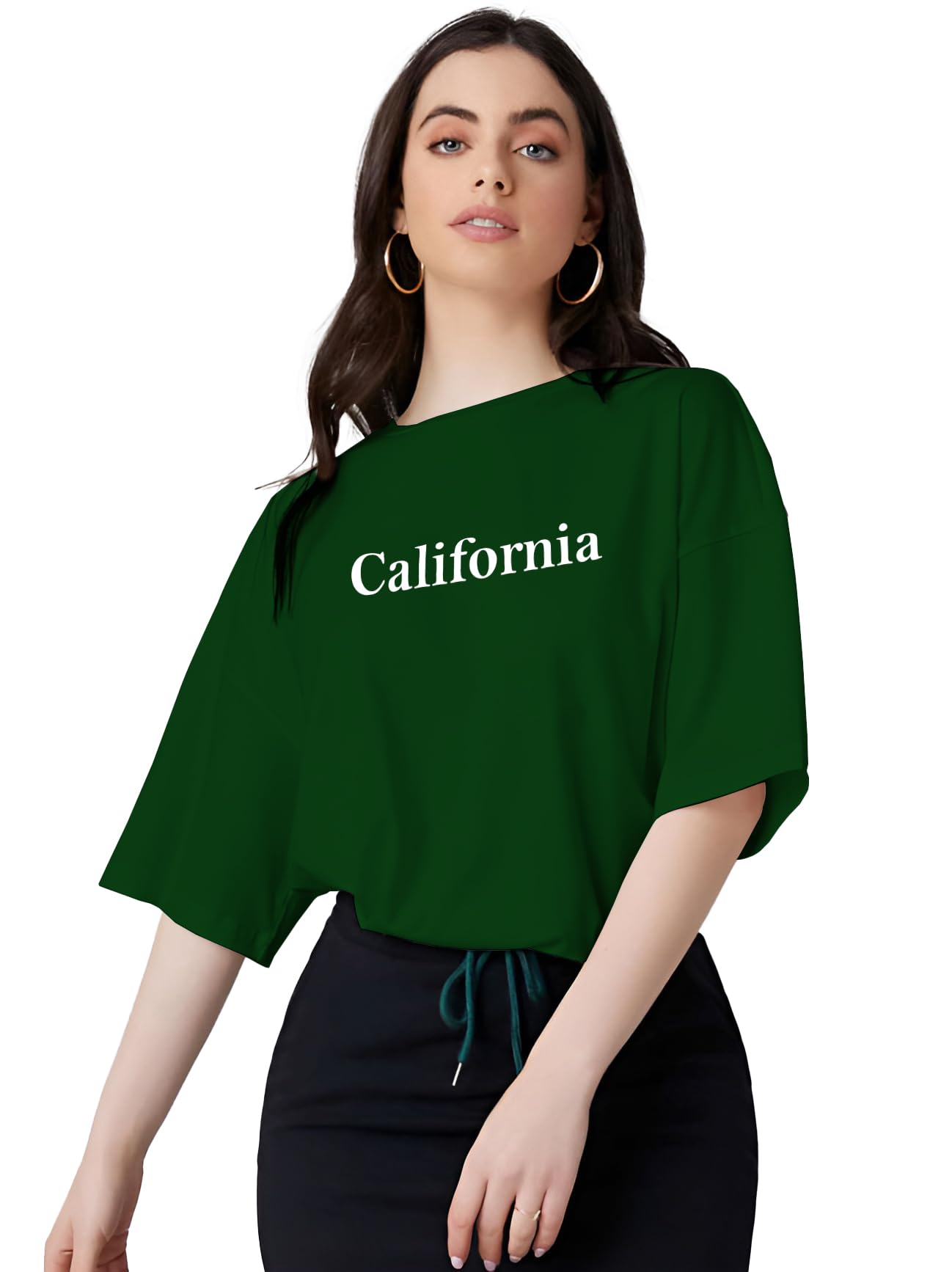 madfrogWomen's Cotton Blend Round Neck Printed Oversized T-Shirt with Elegant Design | Comfortable Stylish Trendy Tshirt for Casual Outings, Parties