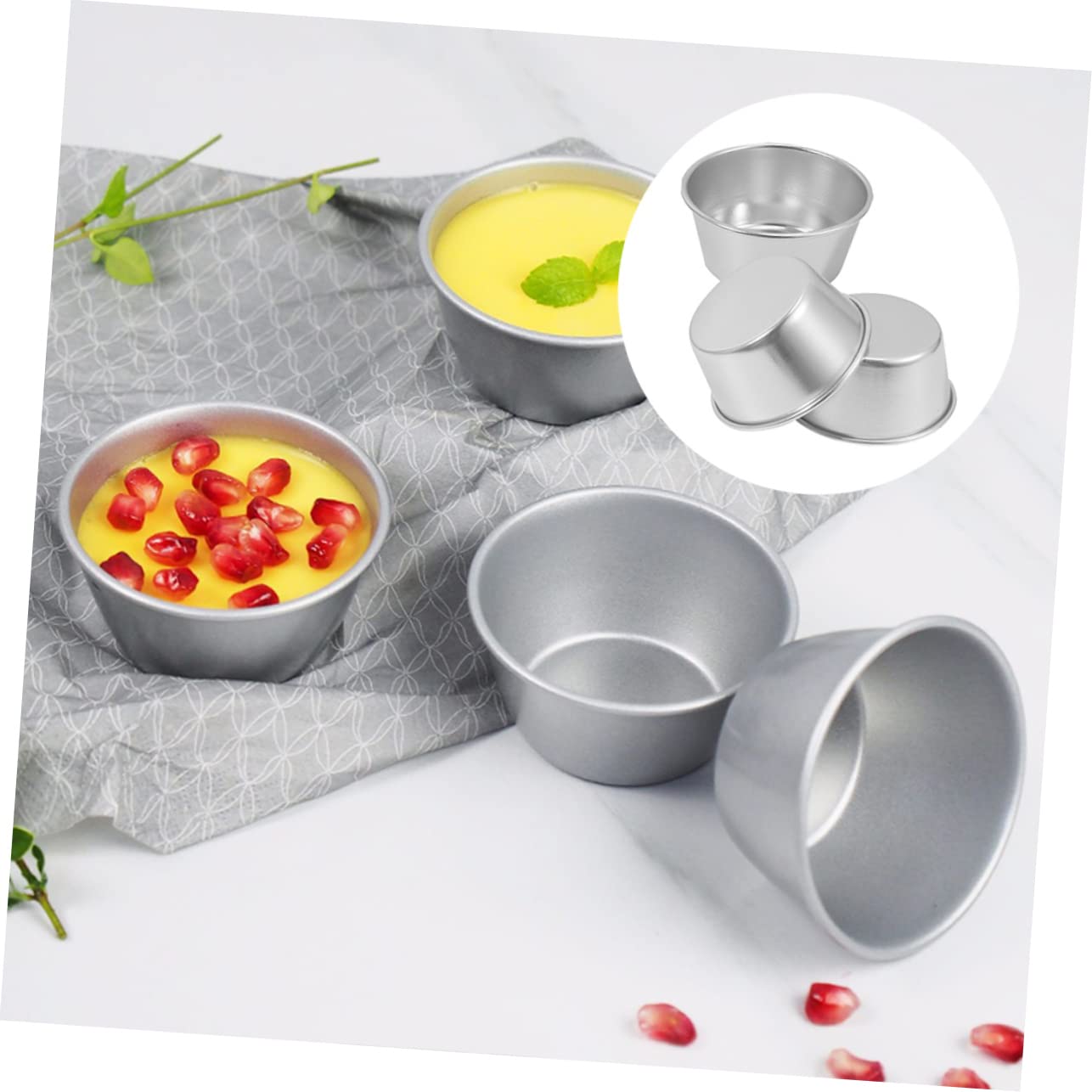 Amosfun Moule à Tartelettes aux Œufs 3 Pièces en Acier au Carbone Argenté | Moule à Pâtisserie Maison, Résistant aux Hautes Températures et Imperméable, Usage Boulangerie