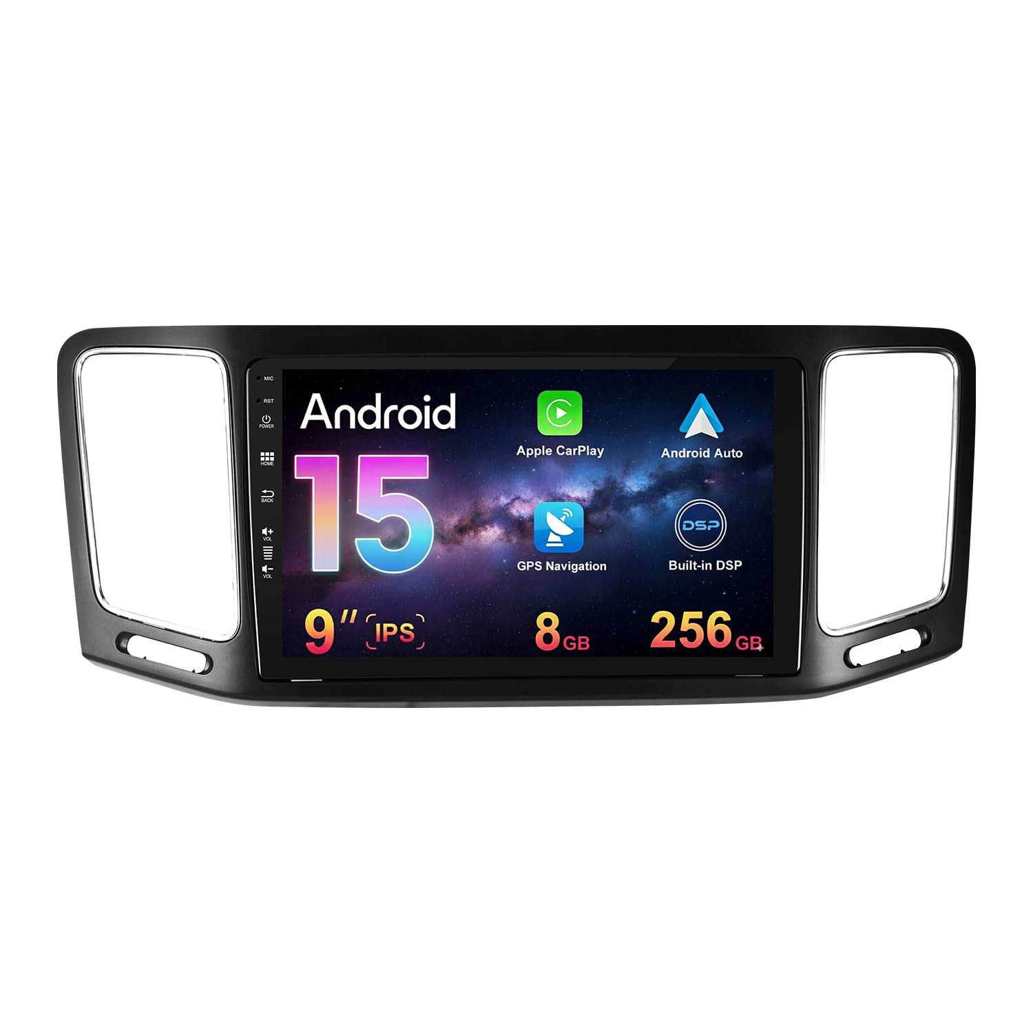 Radio Coche 9 Pulgadas IPS Pantalla Táctil 8GB + 256GB Android 15 con GPS Cámara Carplay WiFi SWC DSP para VW Sharan II 7N Seat Alhambra II 2010-2021