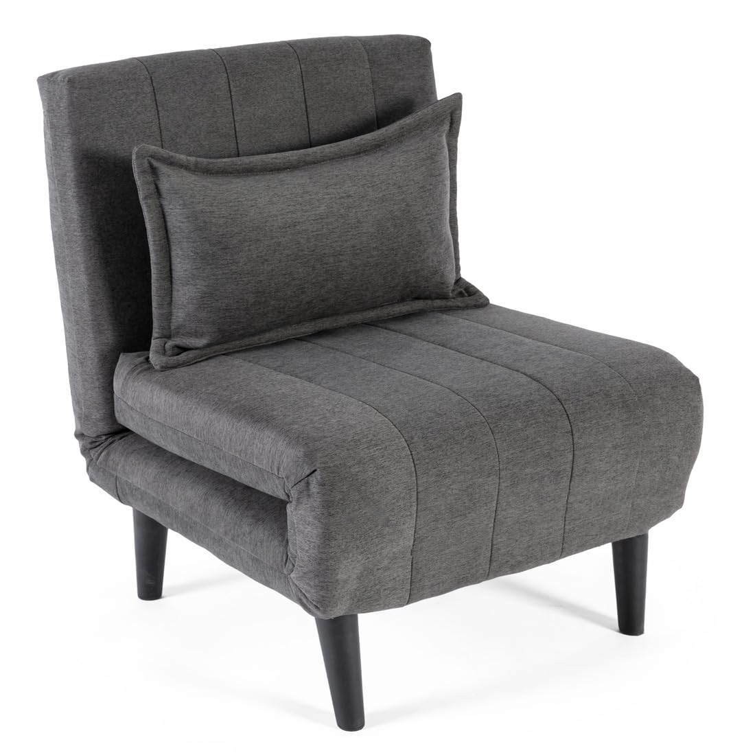 More4Homes HARPER FOLDING CLIC CLAC SOFA BED FABRIC LIVING ROOM LOUNGE CHAIR BED (Charcoal, 1 Seater)