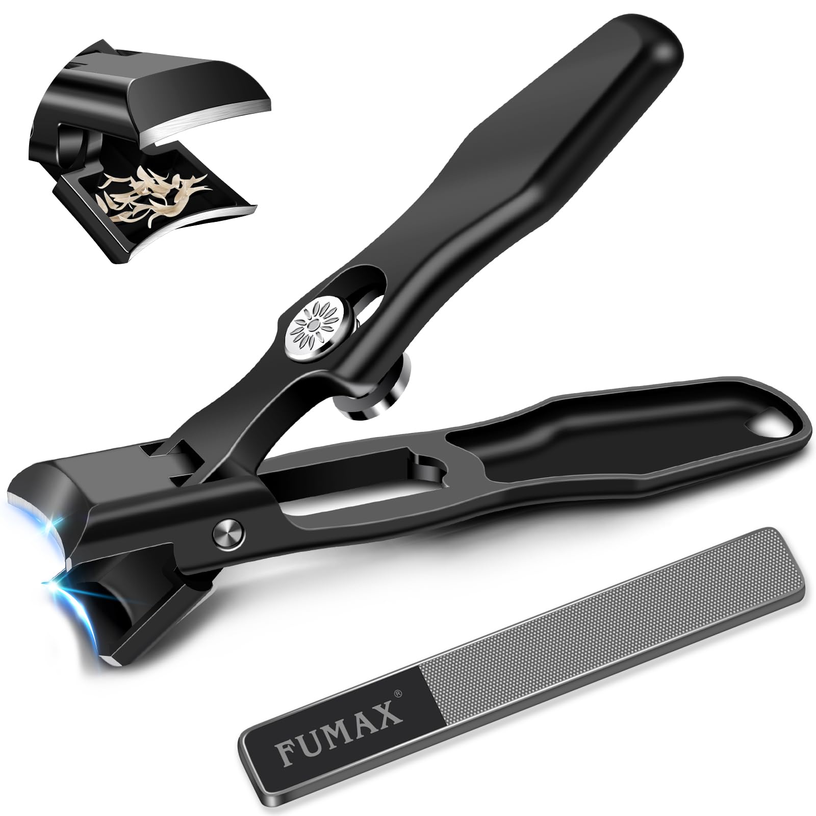 Nail Clippers for Men Thick Nails, Large Toenail Clippers for Thick Toenails for Seniors, No Splash Fingernail Clipper Nail Cutter with Catcher, Heavy Duty Toe Nail Clippers with Wide Cutting Blades