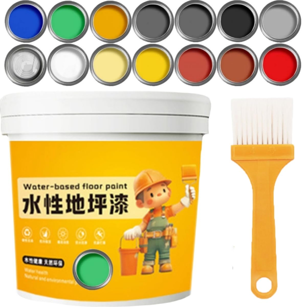 Waterproof Water-Based Epoxy Floor Paint - 2025 New Water-Based Garage Epoxy Flooring Paint, Quick-Dry Anti-Slip Concrete Floor Paints For Interior & Exterior (Green)