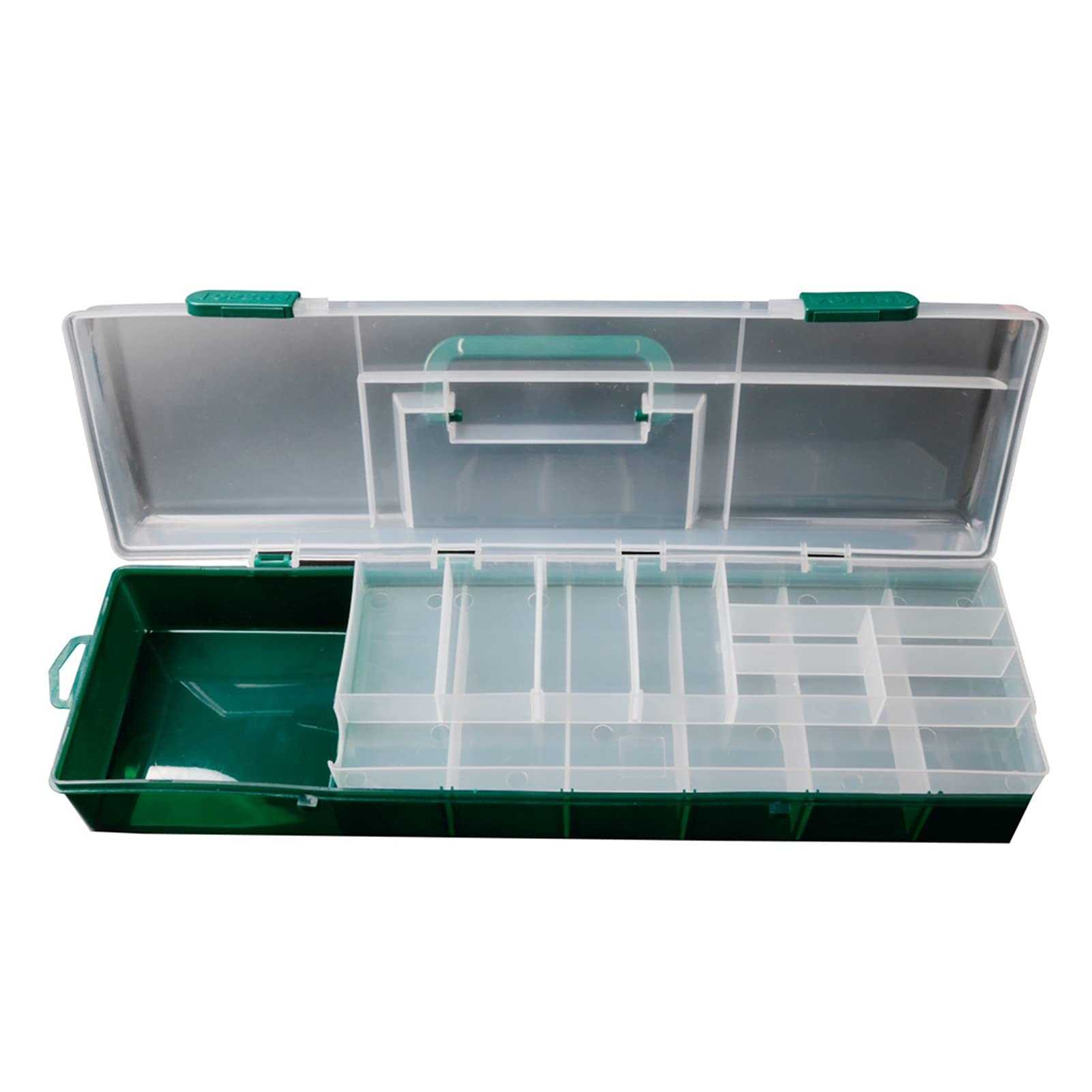 Angelzubehör Doppelaufbewahrungsbox Köderkasten Angelausrüstung Tragbare Aufbewahrungsbox Angelgerät Zubehör Aufbewahrungskoffer Kleinteilebox (Color : Groen)