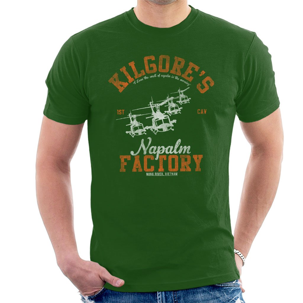 Kilgores Napalm Factory Apocalypse Now Men's T-Shirt Bottle Green