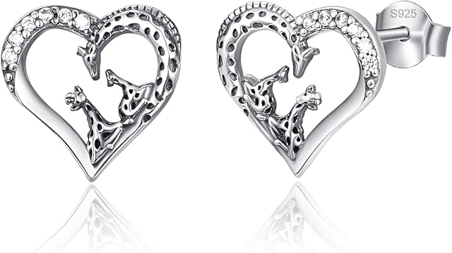 praymos 925 Sterling Silver Giraffe Necklace Giraffe Earrings Bracelet Cute Animal Pendant Jewellery for Women Girls