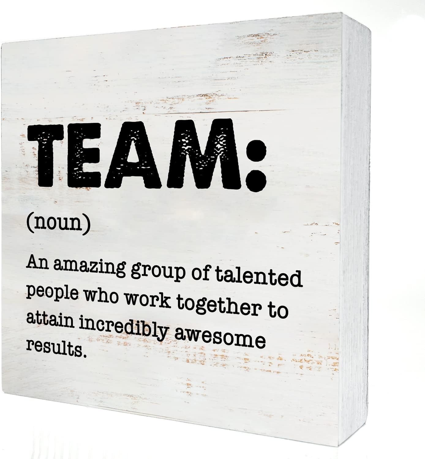 Team Definition Box Sign 5x5 Inch Rustic Wood Desk Decor