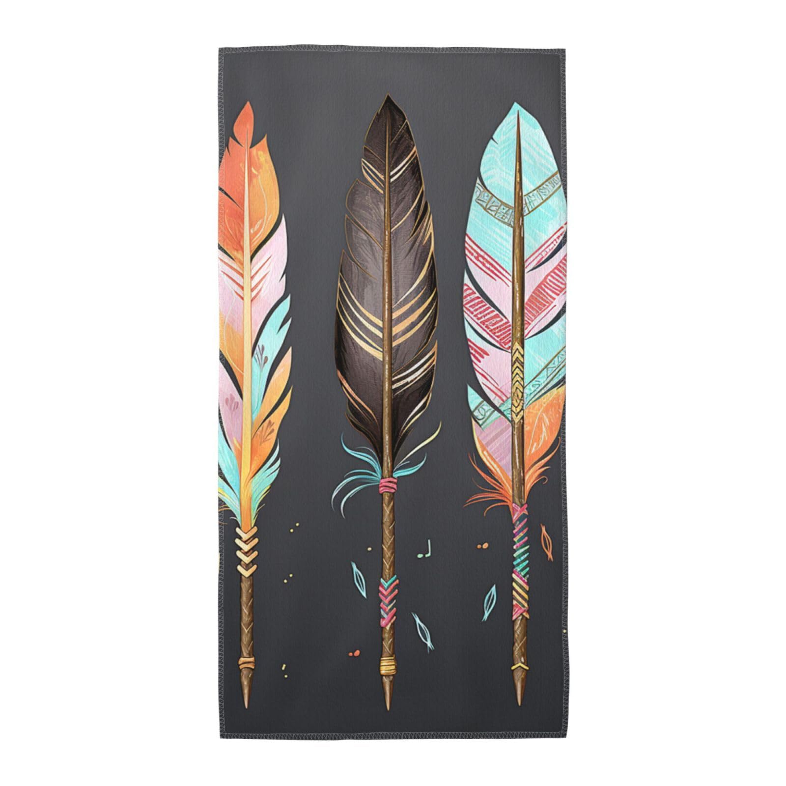FekiLoot Absorbent Hand Towels 12"X24" Decorative Bathroom Towel Soft Microfiber Face Towel Feather Arrows Dish Kitchen Towels for Bathroom Kitchen Hotel Spa Bath Towels