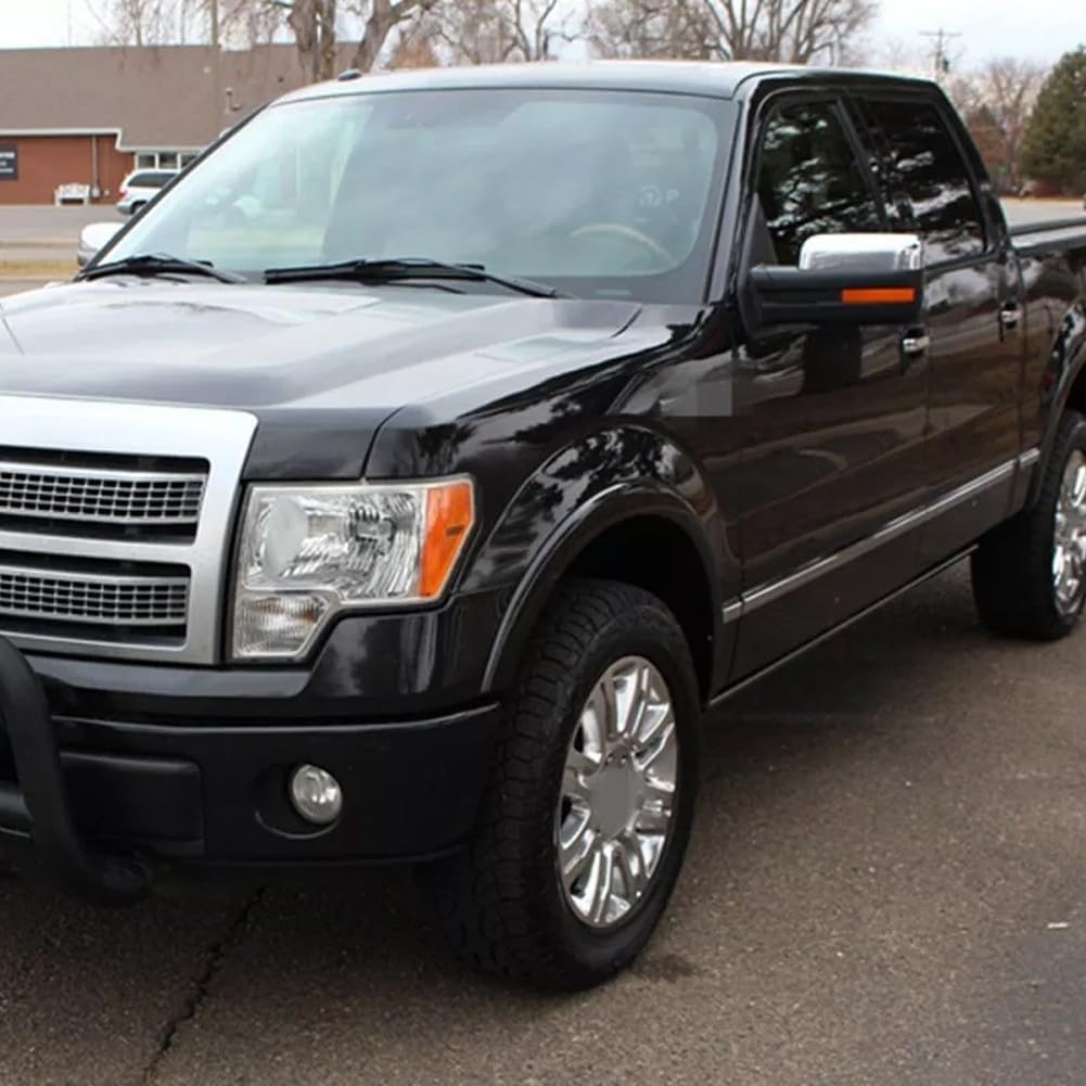 Chrome Top Half Side View Mirror Covers Compatible with For Ford For F-150 2009-2014 2-Door and 4-Door Models, Durable ABS Plastic Waterproof Mirror For Caps, Easy Install Exterior Trim