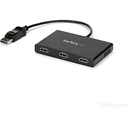 StarTech.com 3-Port Multi Monitor Adapter - DisplayPort 1.2 to 3x HDMI MST Hub - Triple 1080p HDMI Monitors - Video Splitter for Extended Desktop Mode on Windows PCs Only - DP to 3x HDMI (MSTDP123HD)