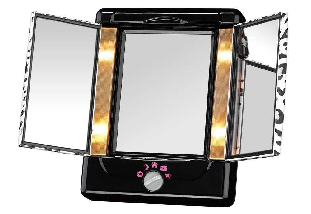 Illumina by Conair Collection Two-Sided Lighted Makeup Mirror with 3 Panels and 4 Light Settings