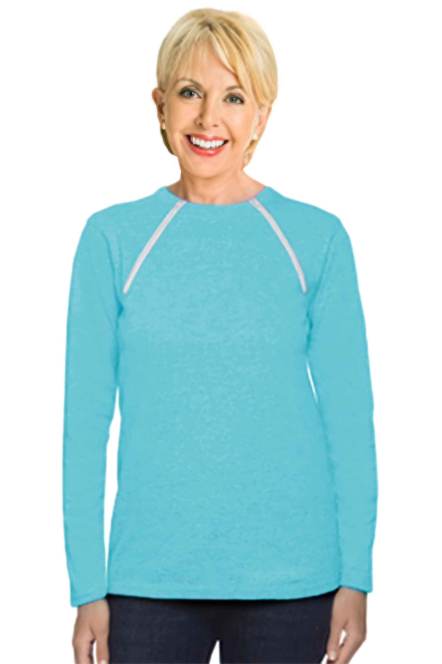 ComfyChemo® CHEMOWEAR : Women's Long Sleeve Chemotherapy Port Zipper Shirts