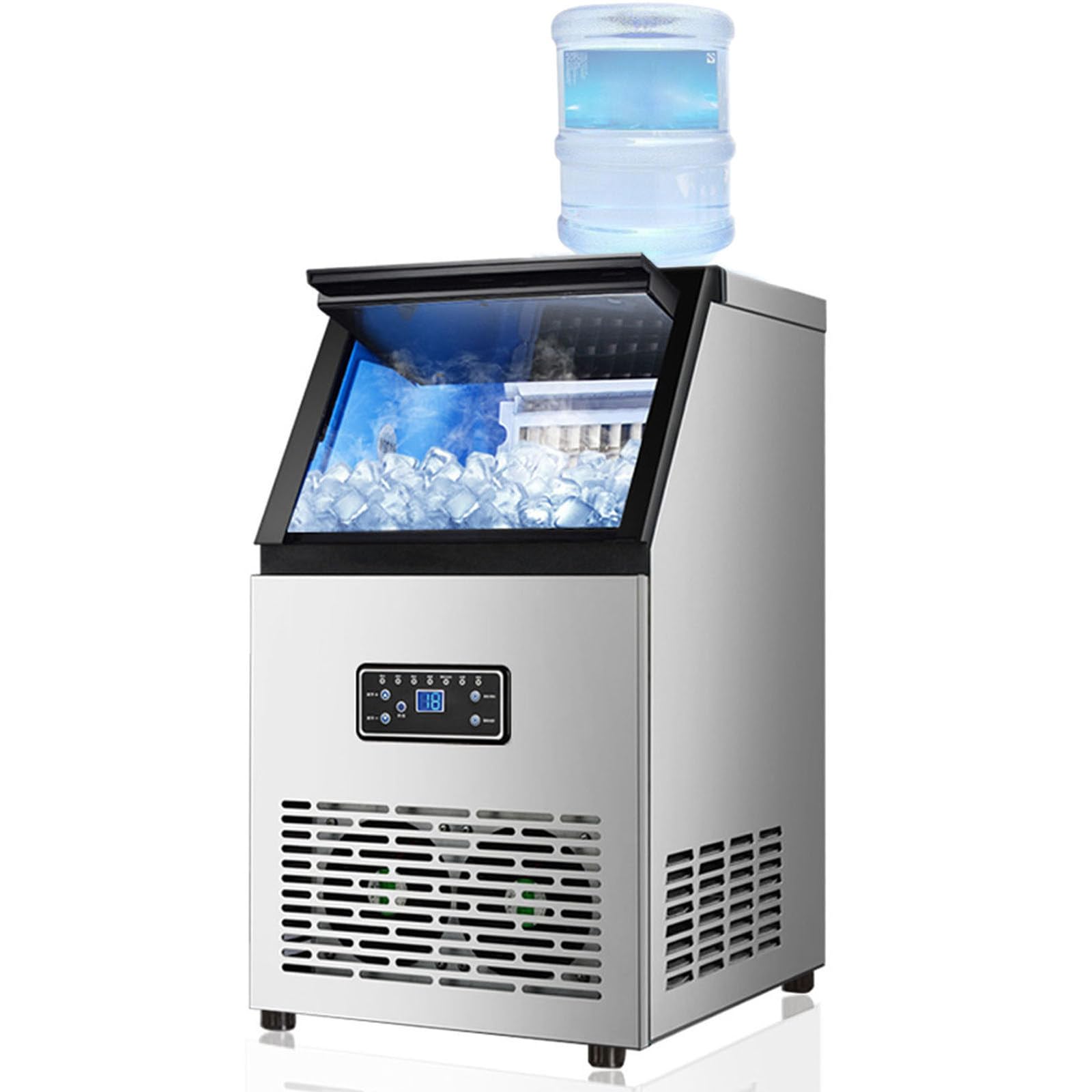 Máquina Hielo Comerciales Hacer Hielo Industrial Panel Control LCD Inteligente 40kg | Autolimpiante Ice Maker Machine Filtro Incluido y Pala para Cafeterías,Bares,Hoteles