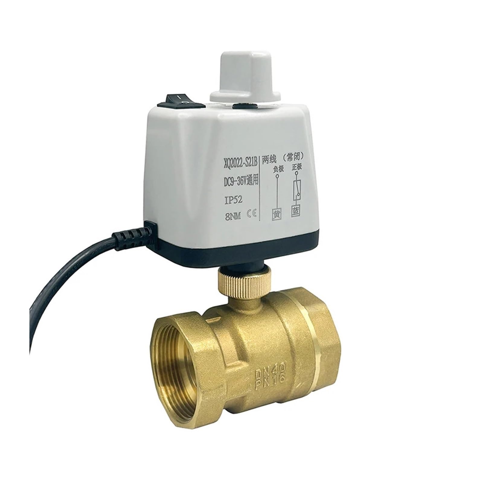 YPEZASDLW 1/2" 3/4" 1" 1-1/4" 1-1/2" 2" Motorized Ball Valve with Manual Switch 2-Wire Control Normally Closed Electric 2-Way(Closed-110vac)