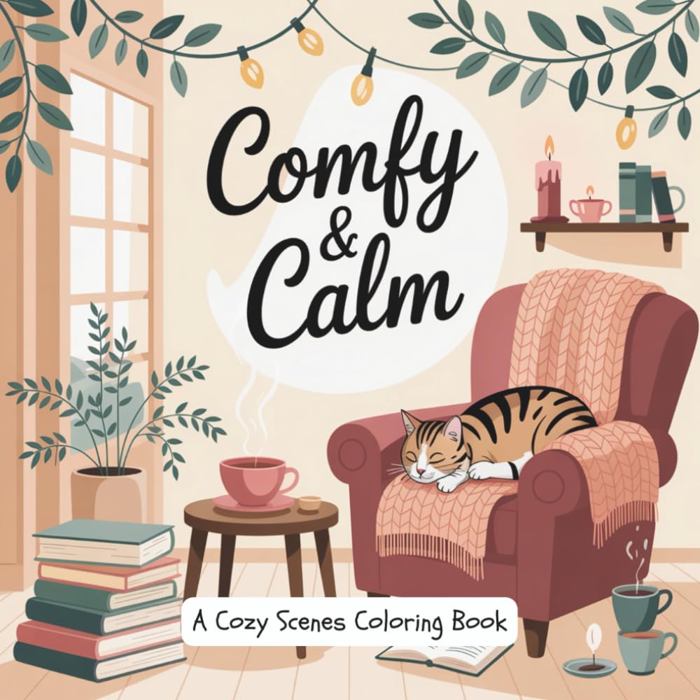 Comfy & Calm: A Cozy Scenes Coloring Book for Adults – Relaxing, Cute & Stress-Relieving Illustrations for Mindfulness and Calm Moments