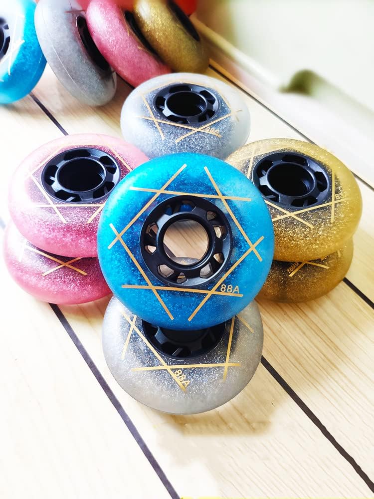 Inline Roller Skate Wheels Outdoor & Indoor Inline Skate Replacement Wheels 72mm/ 76mm/ 80mm Roller Skate Wheels High-Elastic PU Wheels for Break Wheels 8-Pack