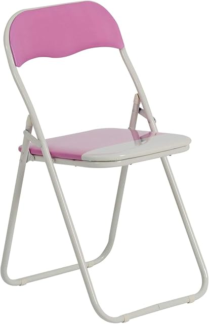 Harbour Housewares Pink/White Padded, Folding, Desk Chair