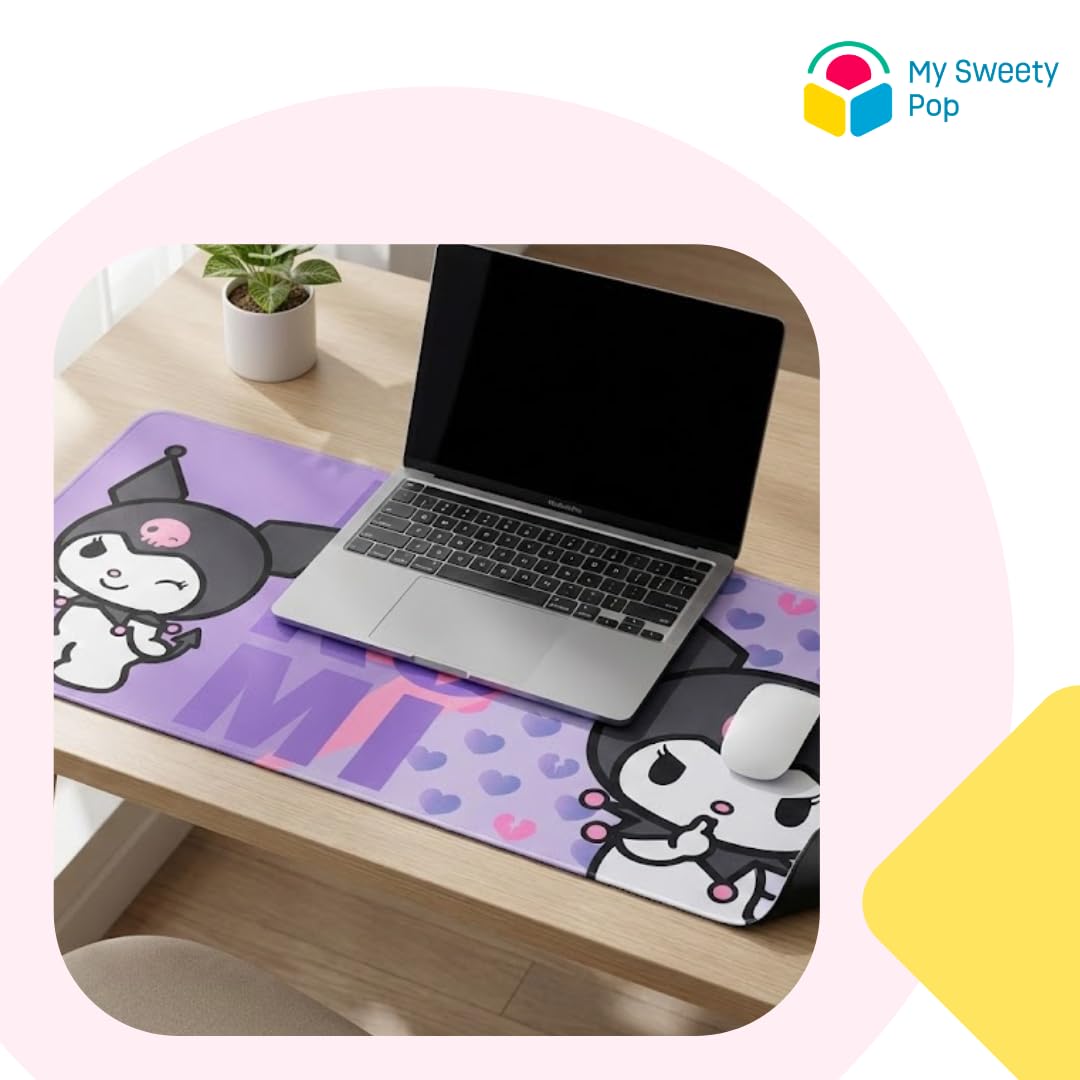 Tappetino per mouse XXL Hello Kitty e Kuromi 80 x 35 cm Antiscivolo Poliestere