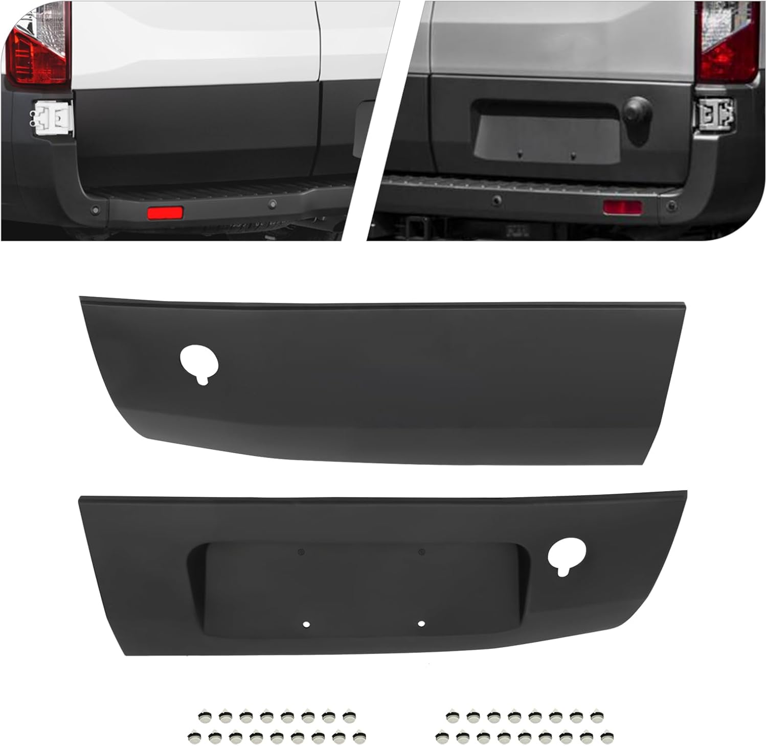 Rear Door Lower Molding Set for 2015-2019 Ford Transit - Left & Right Trim KK3Z-99425B28-BC CK4Z-99425B28-BB, Black Plastic Direct Replacement (Left+Right)