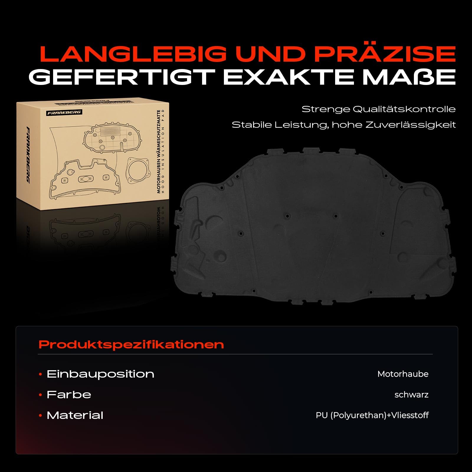 Frankberg Dämmmatte Motorhaubendämmung Motorhaube Kompatibel mit 5er Touring E61 5er E60 Replace# 51487148208, 51487033727