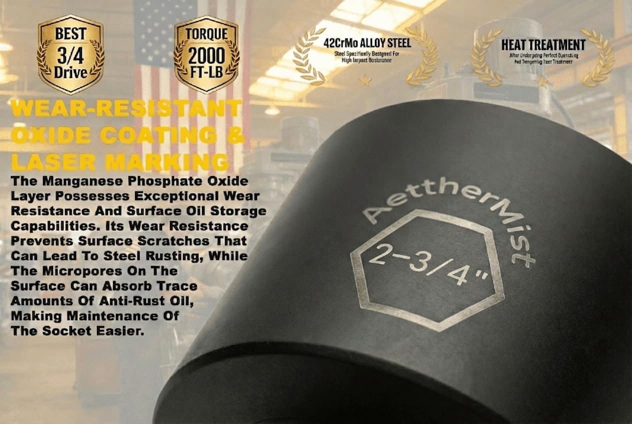 3/4" Drive 2-3/4" Deep Impact Socket Using in Wheel bearing locknuts,CrMo Steel with Heat Treated