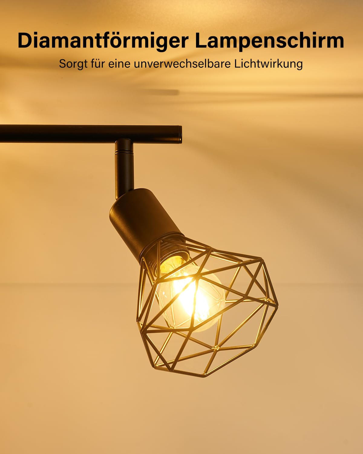 Leselux Deckenstrahler 4 Flammig E14, Deckenlampe Spot Schwenkbar Schwarz | Vintage Deckenleuchte Strahler Schwenkbar 350°, Metall Deckenspots Wandstrahler für Flur Büro Schlafzimmer, Ohne Leuchtmittel