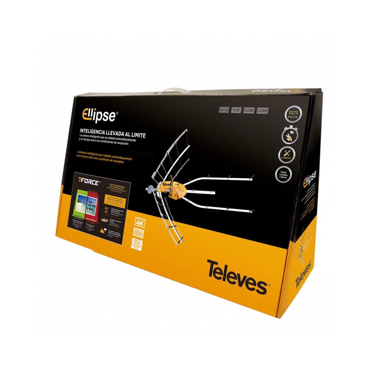 TELEVES 148921 - Antena de TV para rateau Terrestre Ellipse UHF (C21-48) G 38dBi LTE700 + alimentación 12V