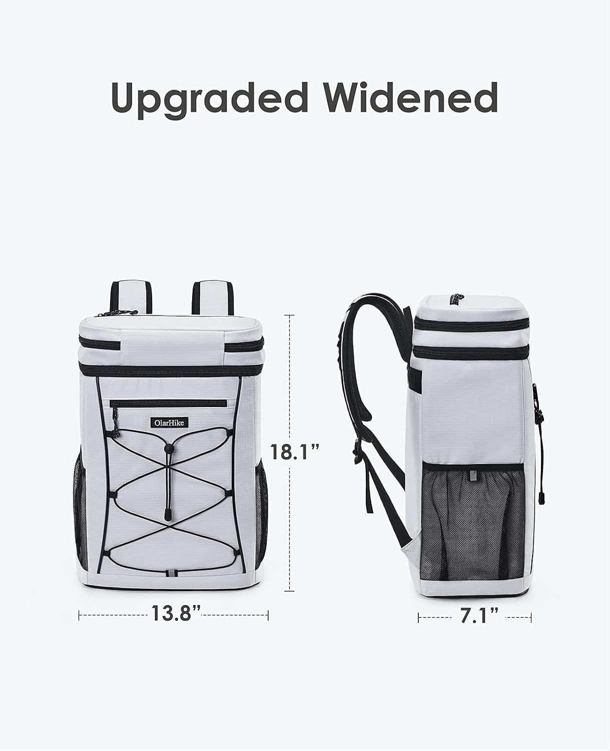 OlarHike Cooler Backpack with Reflective Strip, Insulated Waterproof 30 Cans Backpack Cooler Bag (White)