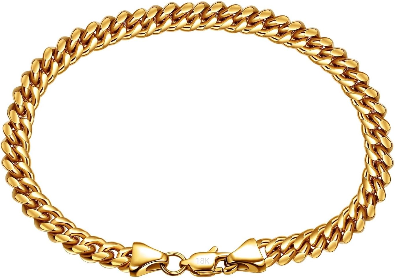 18K gold bracelet, women's hip-hop mesh bracelet, men's solid Miami Cuban bracelet, Valentine's Day/Birthday/Christmas gift box packaging