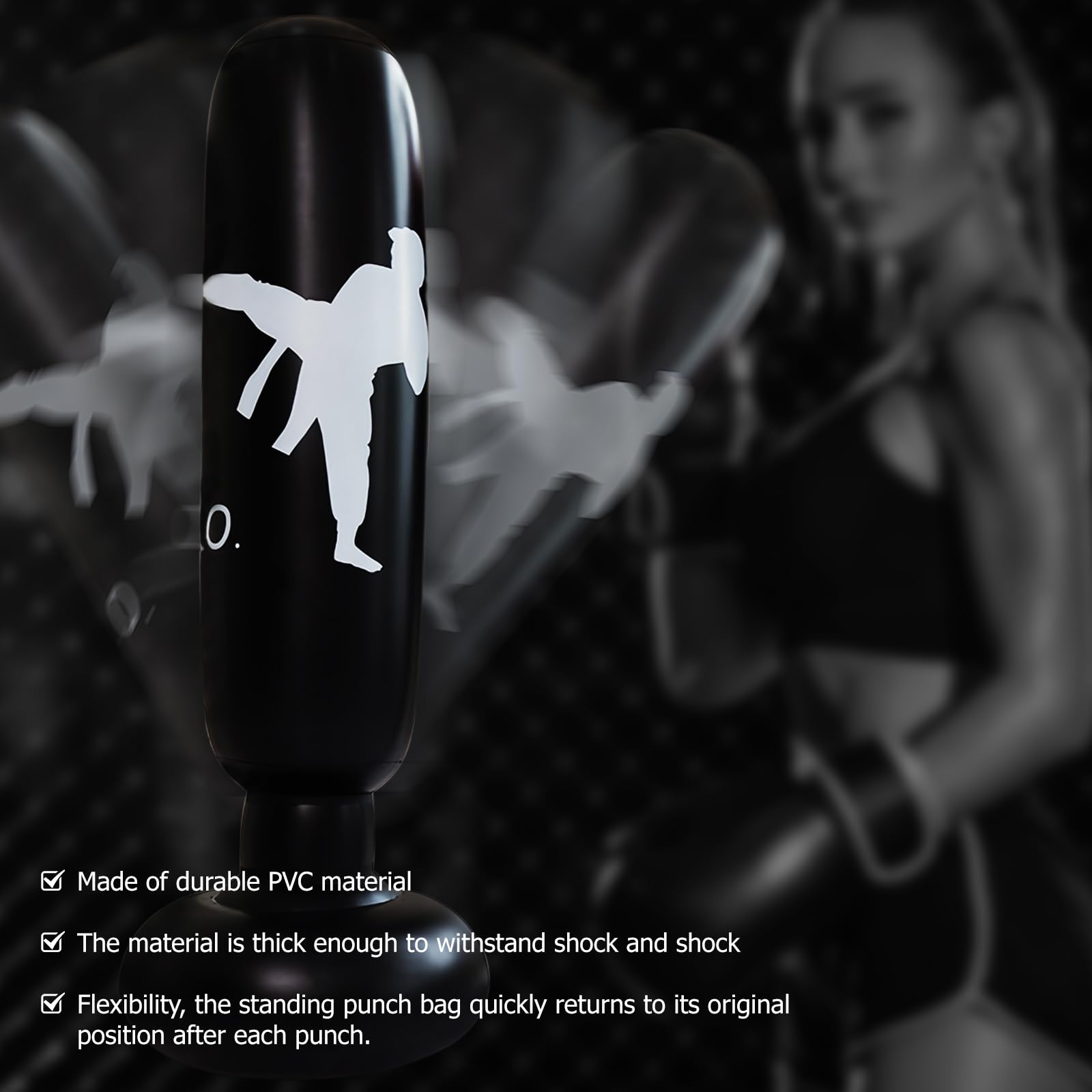 Sacco da boxe in piedi per bambini: 160 cm, gonfiabile, con guantoni da boxe, per bambini e adulti, per praticare karate, taekwondo