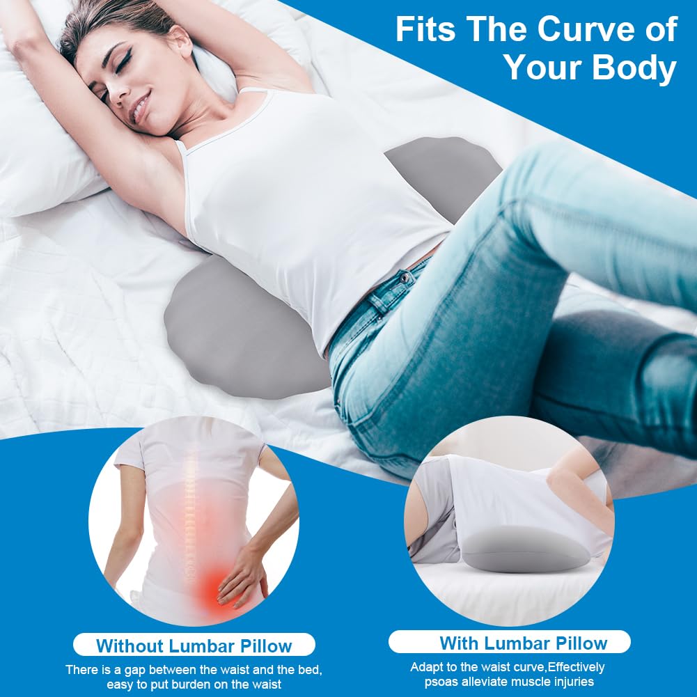 Ainiv Cuscino per Supporto Lombare in Memory Foam, Cuscino di Supporto Lombare per Dormire, Fornire Sostegno e Alleviare il Dolore Lombare, per la Vita per Chi Dorme di Lato e Sulla Schiena