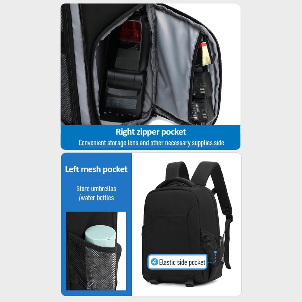 Borsa Reflex Zaino for fotocamera utilizzabile for laptop, partizione flessibile compatibile con