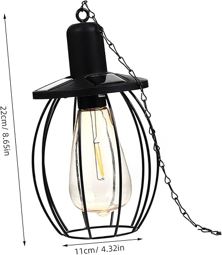 Miniatura 2 de DOITOOL Lámpara solar de hierro forjado, luces colgantes de jardín, luz colgante de energía solar, lámpara de araña negra al aire libre, decoración